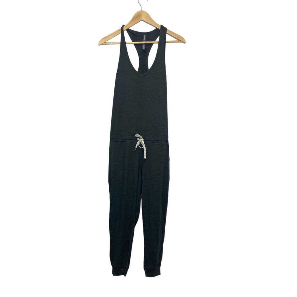 Vuori Lux Harem Jumpsuit Size S Heather Gray Drawstring Waist Romper Sleeveless